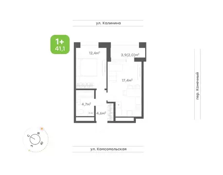 1-к кв. Хабаровский край, Хабаровск Клубный Дом на Калинина жилой ...