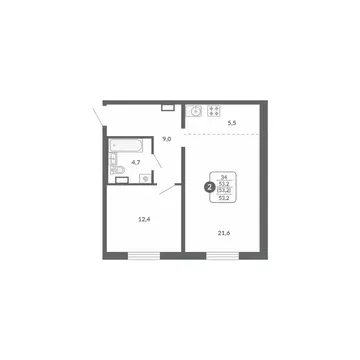 2-к кв. Кировская область, Киров ул. Потребкооперации, 34к1 (53.2 м)