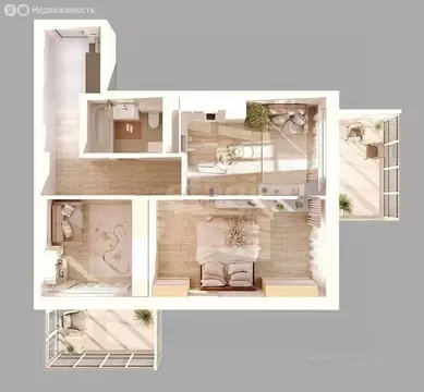 2-комнатная квартира: Новосибирск, улица Гаранина, 31 (60 м)