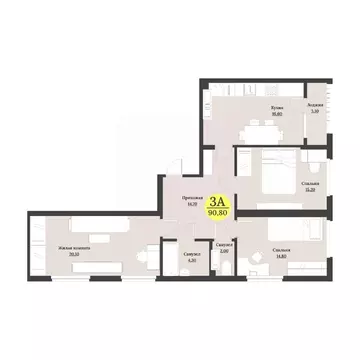 3-к кв. Ставропольский край, Невинномысск бул. Мира (90.8 м)