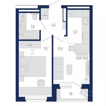 2-к кв. Башкортостан, Уфа бул. Яркий (36.5 м)