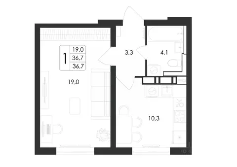 1-к кв. Воронежская область, Воронеж ул. Загоровского, 5/3 (36.7 м)