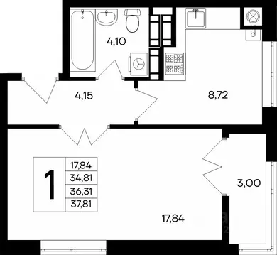1-к кв. Крым, Евпатория Сезоны жилой комплекс (37.81 м)