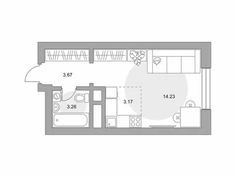 Квартира-студия: Красногорск, жилой комплекс Ильинойс, к1 (24.33 м)