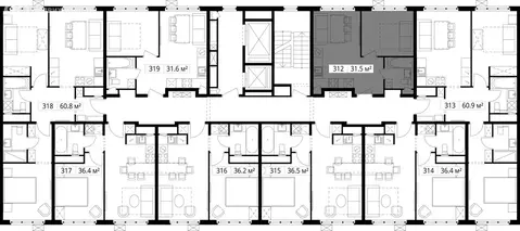 1-комнатная квартира: деревня Сапроново, микрорайон Купелинка, квартал ...