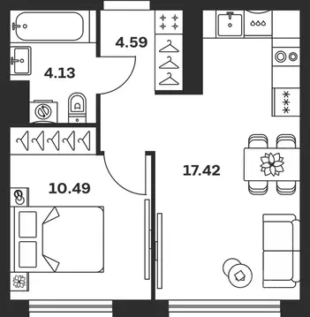 1-к кв. Тульская область, Тула Баташи Парк жилой комплекс (36.63 м)