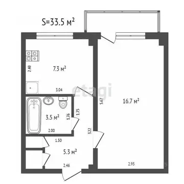 1-к кв. Кемеровская область, Юрга ул. Пушкина, 14 (33.4 м)