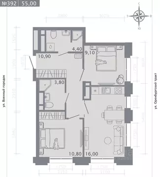 2-к кв. Татарстан, Казань Первомайский жилмассив, Оригана жилой ...