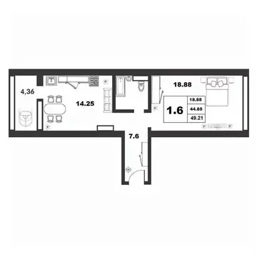 1-к кв. Новгородская область, Великий Новгород ул. Якова Павлова, 17 ...