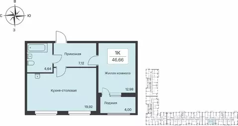 1-к кв. Ленинградская область, Всеволожский район, Заневское городское ...