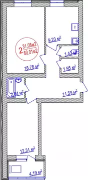 2-к кв. Башкортостан, Уфа ул. Летчиков, 1/9 (60.01 м)