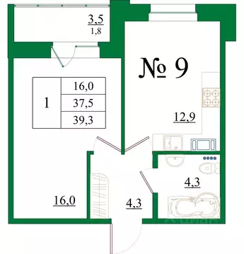 1-к кв. Ленинградская область, Гатчина Красносельское ш., 4Ак1 (39.3 ...