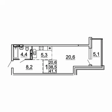1-к кв. Приморский край, Владивосток Лесная ул., 1В/1 (41.1 м)