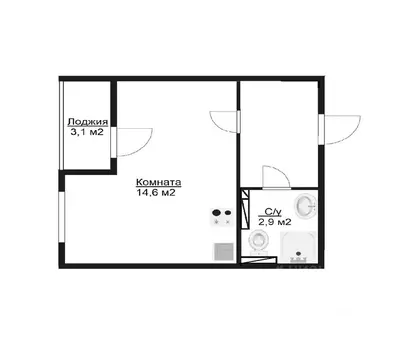 Студия Санкт-Петербург пос. Шушары, просп. Старорусский, 5к1 (20.9 м)
