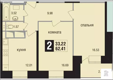 2-комнатная квартира: Балашиха, Горенский бульвар, 1 (62 м)