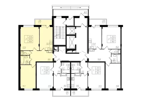 2-к кв. Чувашия, Чебоксары ул. Прогрессивная, 2 (58.2 м)
