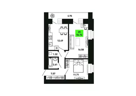 2-к кв. Кировская область, Кирово-Чепецкий район, Федяковское с/пос, ...