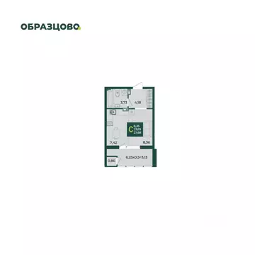 Студия Краснодарский край, Краснодар Образцово мкр,  (27.68 м)