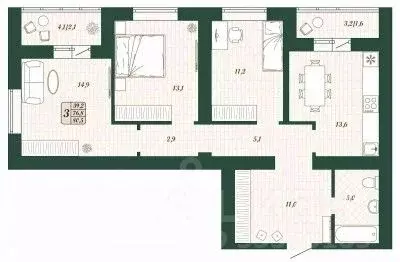 3-к кв. Самарская область, Волжский район, Смышляевка городское ...