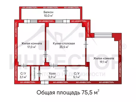 2-к кв. Челябинская область, Челябинск ул. Татищева, 258 (75.5 м)