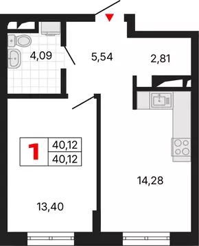 1-комнатная квартира: Екатеринбург, жилой район Втузгородок, ЖК Алиса ...