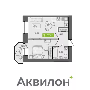 1-к кв. Архангельская область, Северодвинск ул. Ломоносова, 79к3 ...