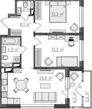 2-к кв. Владимирская область, Владимир Сновицы-Веризино мкр,  (65.18 ...