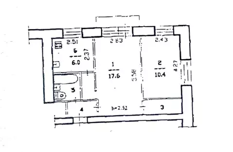 2-к кв. Вологодская область, Череповец Парковая ул., 24Б (45.0 м)