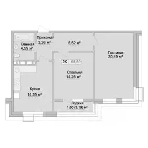 2-к кв. Дагестан, Каспийск просп. Акулиничева (65.69 м)