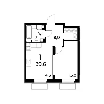 1-к кв. Нижегородская область, Нижний Новгород ул. Усиевича (39.6 м)