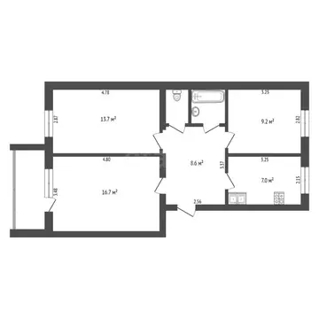 3-к кв. Тюменская область, Тюмень ул. Московский Тракт, 137 (59.5 м)
