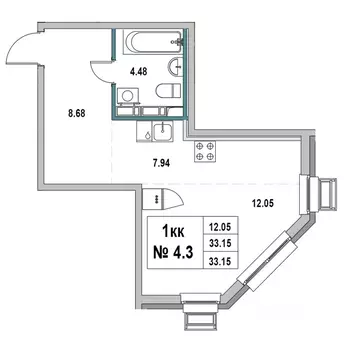 Студия Ленинградская область, Выборг ул. 2-я Южная, 4 (33.15 м)