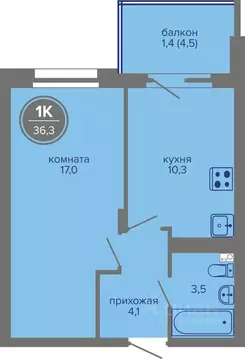 1-к кв. Пермский край, Пермь ш. Космонавтов (36.3 м)
