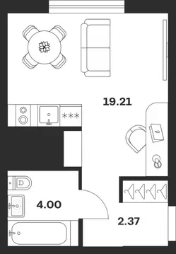 Студия Тульская область, Тула ул. Академика Насоновой, 18 (25.58 м)