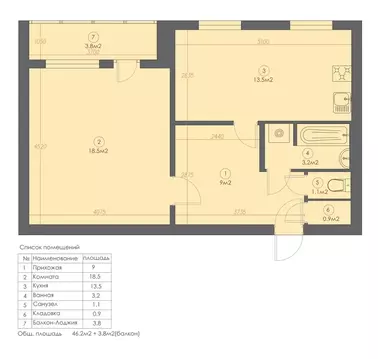 1-к кв. Санкт-Петербург Камышовая ул., 20 (45.6 м)