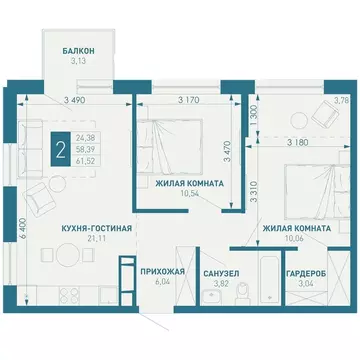 2-комнатная квартира: Краснодар, посёлок Берёзовый, микрорайон ...