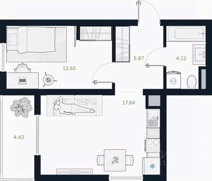 1-к кв. Тюменская область, Тюменский муниципальный округ, Винзили рп  ...