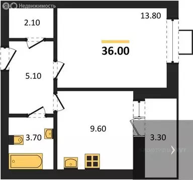 1-комнатная квартира: Воронеж, улица Пескова, 10 (36 м)