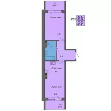 2-к кв. Хабаровский край, Хабаровск Совхозная ул., 73/5 (48.45 м)