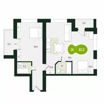 2-к кв. Забайкальский край, Чита ул. Токмакова, 30 (82.3 м)