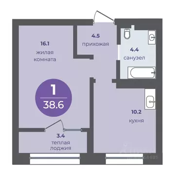 1-к кв. Красноярский край, Красноярск ул. Кутузова (35.2 м)