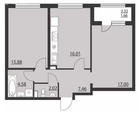 2-комнатная квартира: Воронеж, улица Ворошилова, 1 (64.6 м)