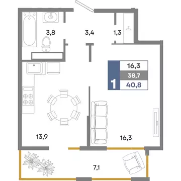 1-к кв. Крым, Симферопольский район, Мирновское с/пос, с. Белоглинка ...