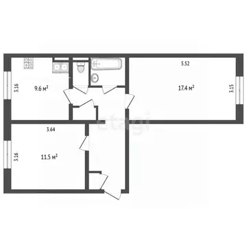 2-к кв. Ямало-Ненецкий АО, Муравленко Пионерская ул., 26 (50.9 м)