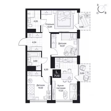 3-к кв. Волгоградская область, Волгоград просп. Имени В.И. Ленина, 59Г ...