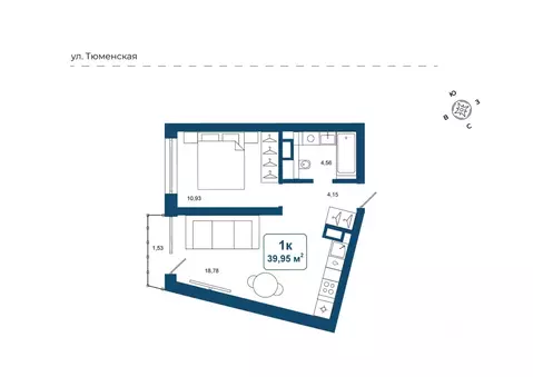 1-к кв. Тюменская область, Тюменский район, д. Дударева Родина-2 жилой ...