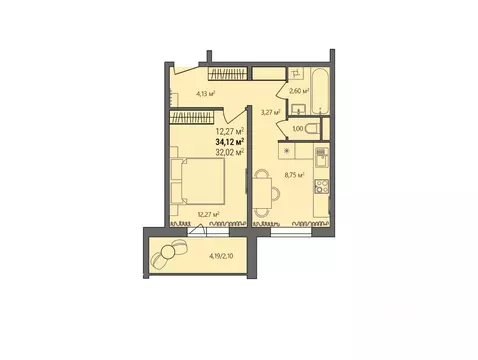 1-к кв. Челябинская область, Челябинский городской округ, пос. ...