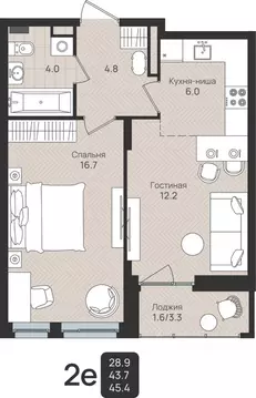 2-к кв. Пермский край, Пермь ул. Космонавта Беляева, 210 (45.4 м)