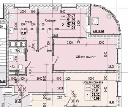 2-к кв. Саха (Якутия), Якутск ул. Чкалова (67.76 м)