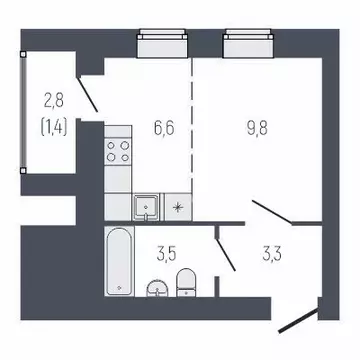 Квартира-студия: Берёзовский, ЖК Философия Идеалистов на Первомайском ...